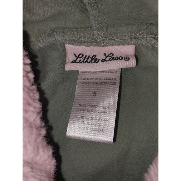 Little Lass Size 5 Hooded Jacket Green & Pink Canvas - Picture 5 of 6